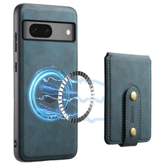 DENIOR D14 For Google Pixel 7 5G Magnetic Case 2 in 1 Detachable PU+PC+TPU Phone Cover - Blue