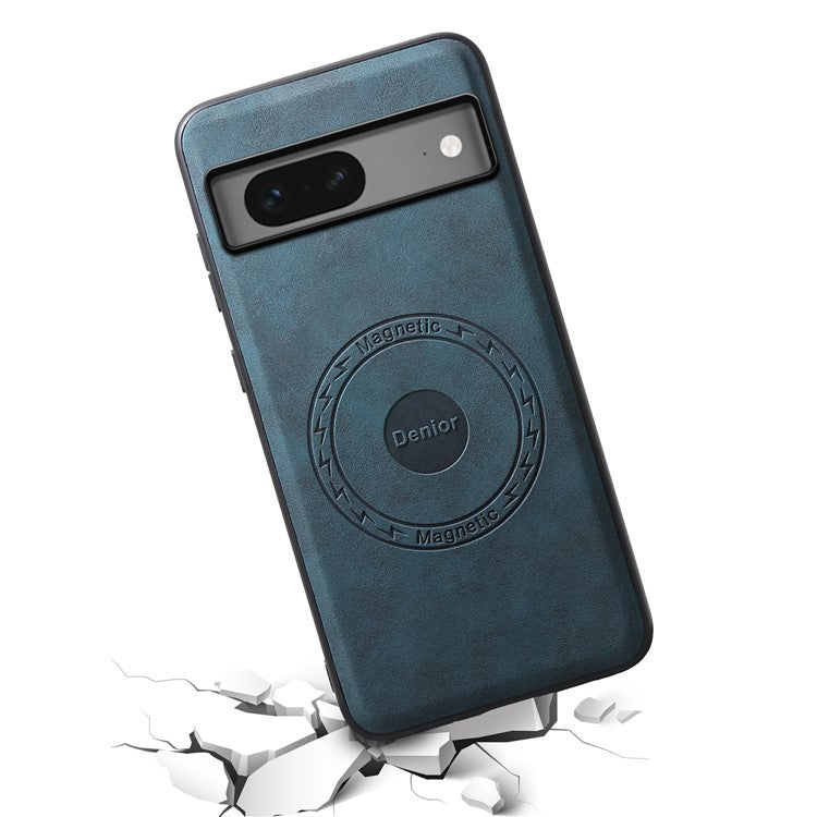DENIOR D14 For Google Pixel 7 5G Magnetic Case 2 in 1 Detachable PU+PC+TPU Phone Cover - Blue