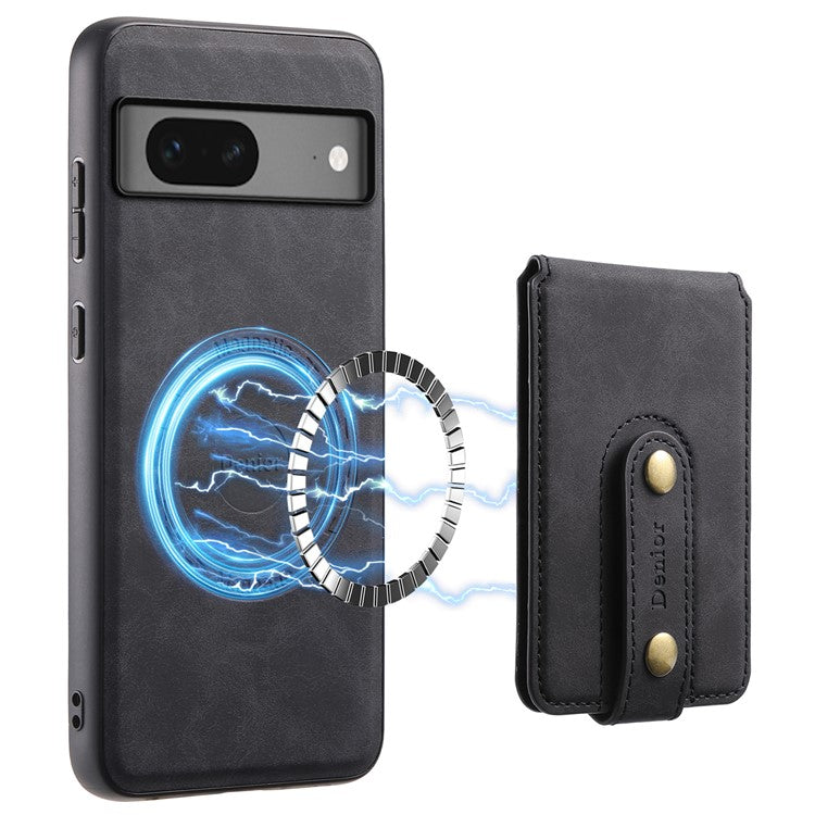 DENIOR D14 For Google Pixel 7 5G Magnetic Case 2 in 1 Detachable PU+PC+TPU Phone Cover - Black