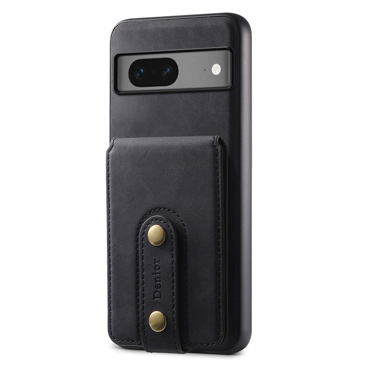DENIOR D14 For Google Pixel 7 5G Magnetic Case 2 in 1 Detachable PU+PC+TPU Phone Cover - Black