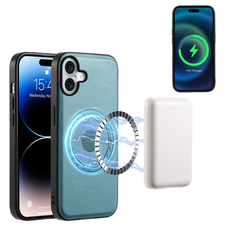 DENIOR D12 For iPhone 16 Plus Magnetic Case Hybrid TPU+PC Phone Cover - Blue