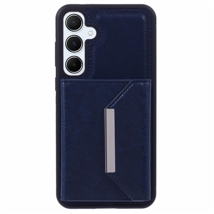 For Samsung Galaxy A14 5G / A14 4G Kickstand Case PU+TPU Phone Cover Card Holder - Sapphire