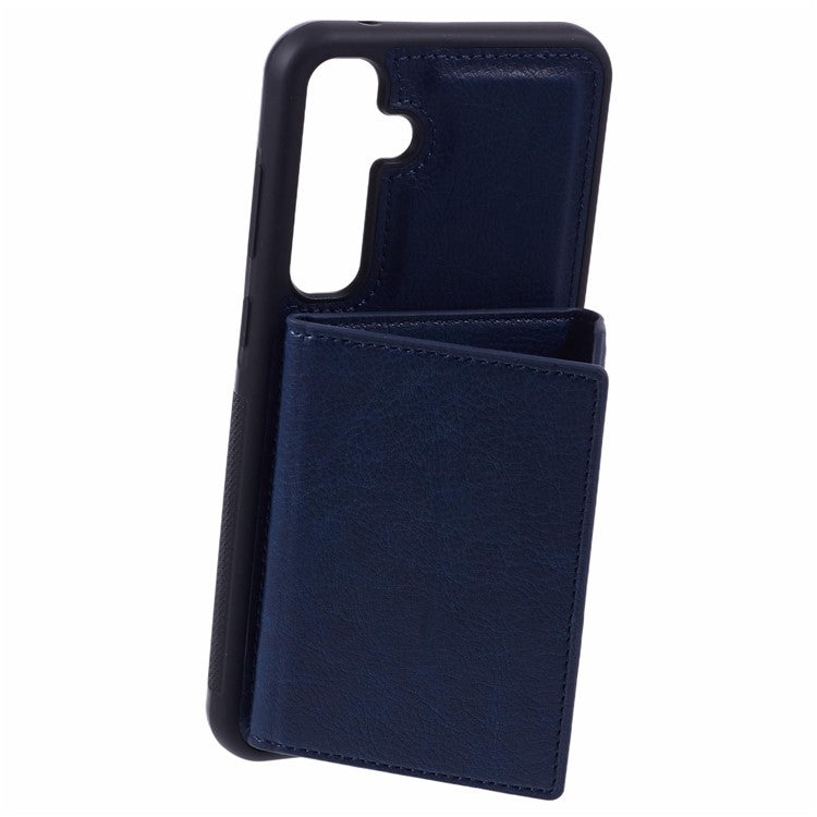 For Samsung Galaxy A14 5G / A14 4G Kickstand Case PU+TPU Phone Cover Card Holder - Sapphire
