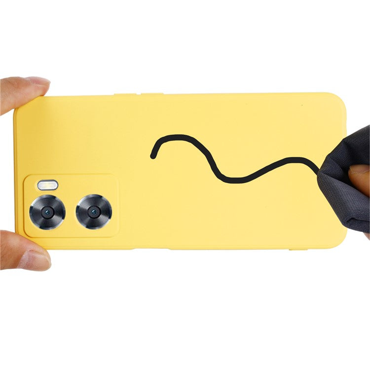 For OnePlus Nord N20 SE 4G Case Anti-Scratch Liquid Silicone Phone Cover with Hand Strap - Yellow