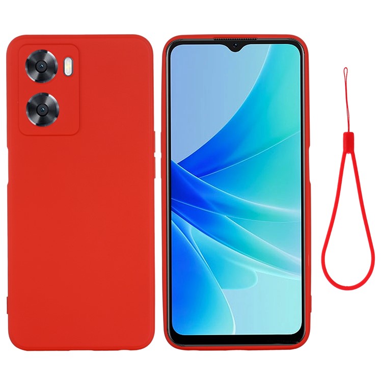 For OnePlus Nord N20 SE 4G Case Anti-Scratch Liquid Silicone Phone Cover with Hand Strap - Red