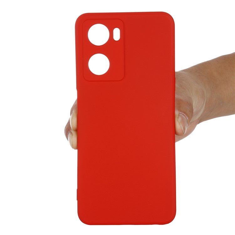 For OnePlus Nord N20 SE 4G Case Anti-Scratch Liquid Silicone Phone Cover with Hand Strap - Red