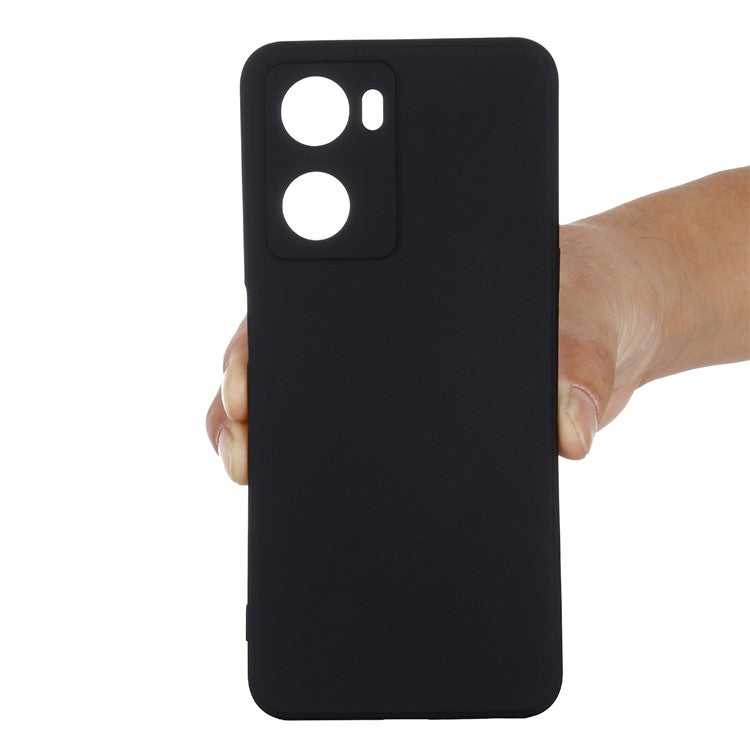 For OnePlus Nord N20 SE 4G Case Anti-Scratch Liquid Silicone Phone Cover with Hand Strap - Black
