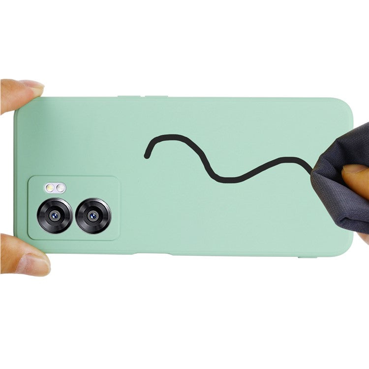 For OnePlus Nord N300 5G Case Liquid Silicone Slim Phone Cover with Wrist Strap - Green