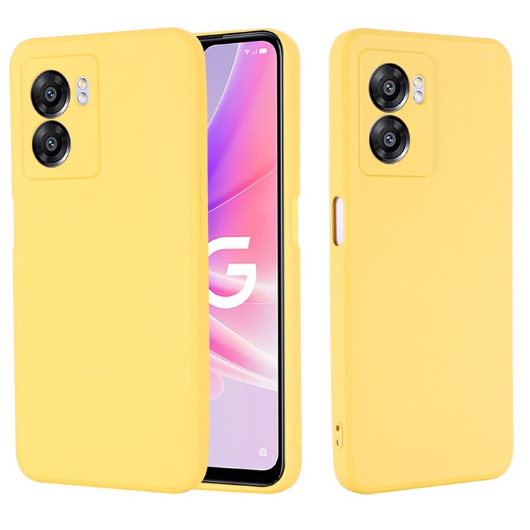 For OnePlus Nord N300 5G Case Liquid Silicone Slim Phone Cover with Wrist Strap - Yellow