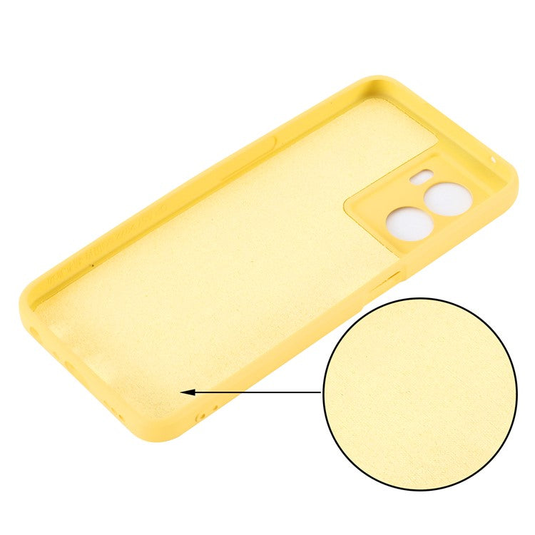 For OnePlus Nord N300 5G Case Liquid Silicone Slim Phone Cover with Wrist Strap - Yellow