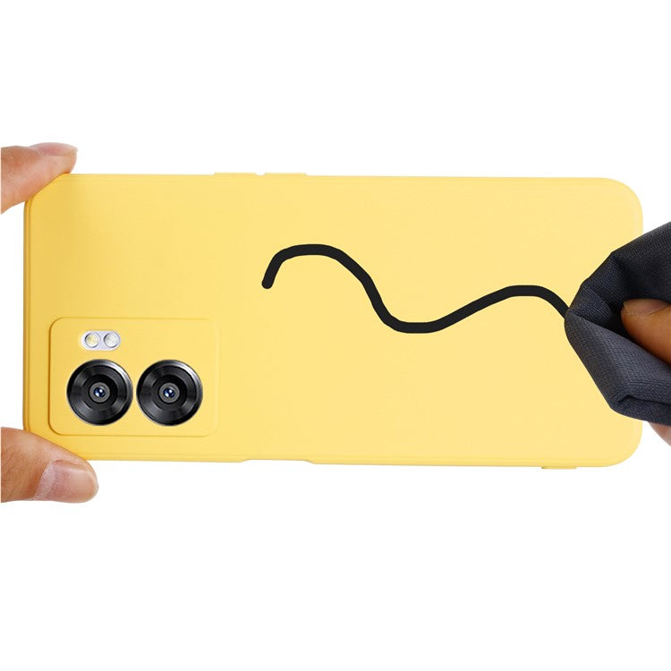 For OnePlus Nord N300 5G Case Liquid Silicone Slim Phone Cover with Wrist Strap - Yellow