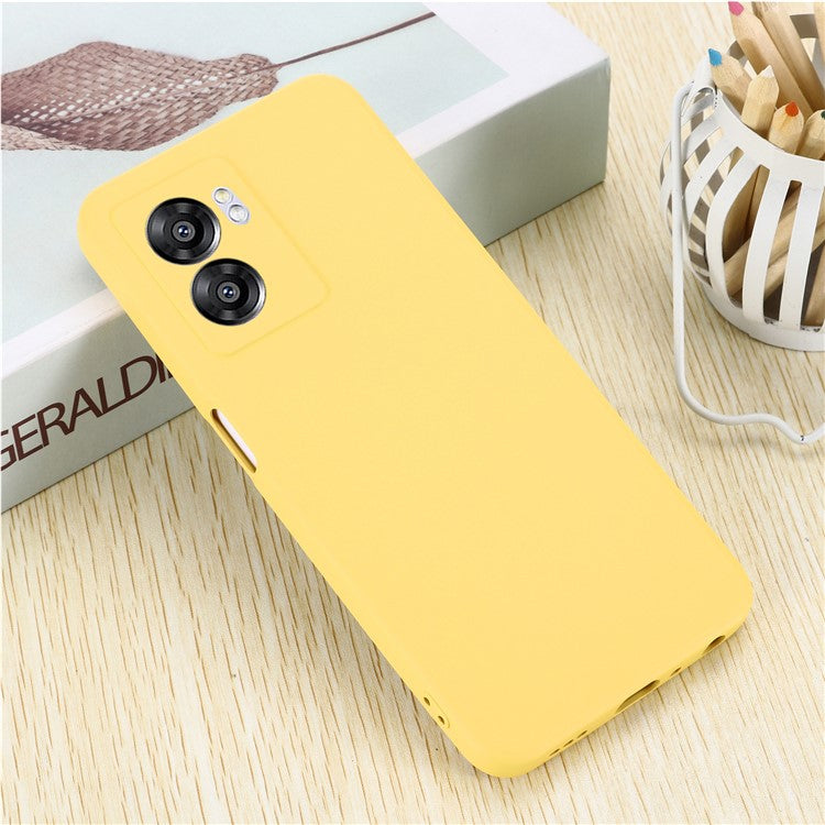 For OnePlus Nord N300 5G Case Liquid Silicone Slim Phone Cover with Wrist Strap - Yellow