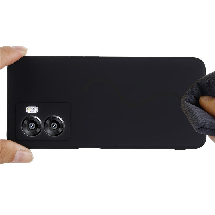 For OnePlus Nord N300 5G Case Liquid Silicone Slim Phone Cover with Wrist Strap - Black