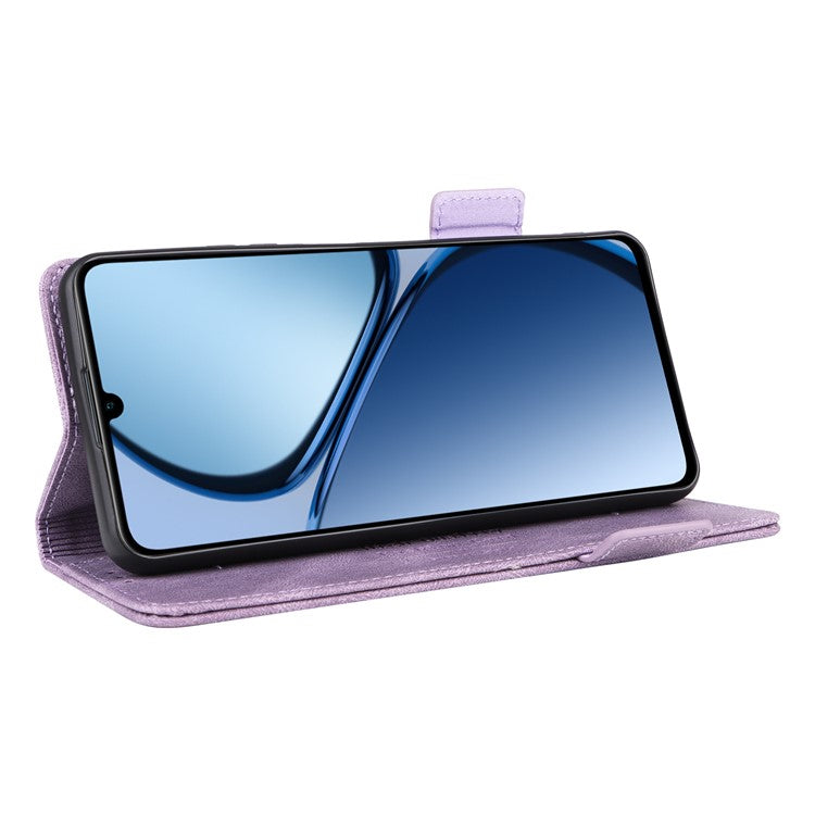 For Realme C63 4G /  C61 4G Wallet Phone Case Leather Flip Cover Hardware Decor - Purple