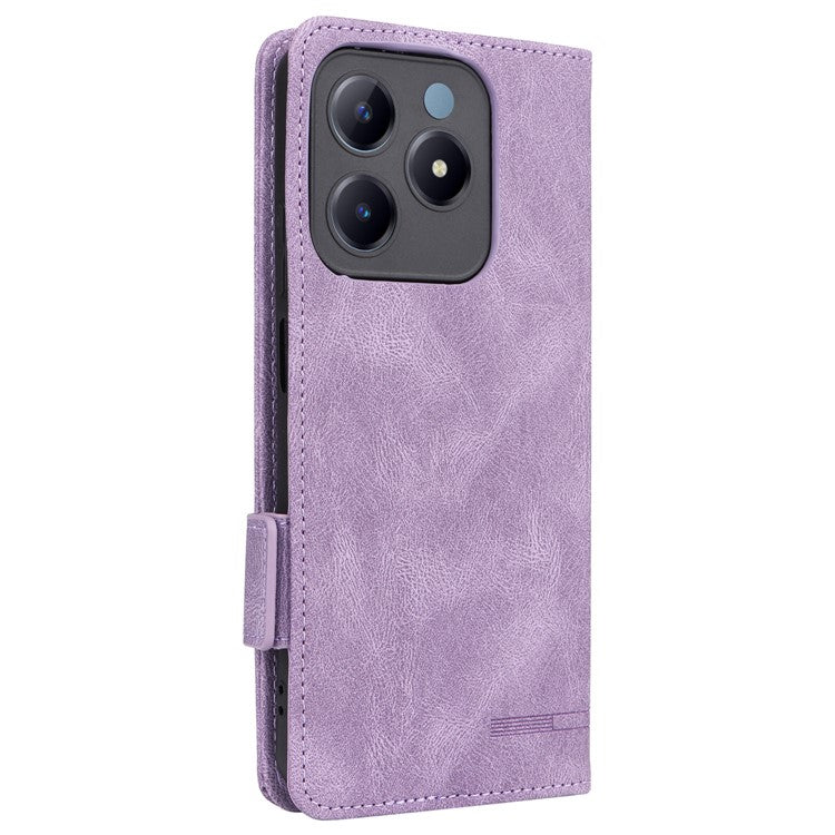 For Realme C63 4G /  C61 4G Wallet Phone Case Leather Flip Cover Hardware Decor - Purple