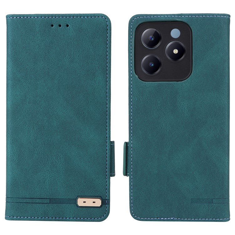 For Realme C63 4G /  C61 4G Wallet Phone Case Leather Flip Cover Hardware Decor - Blue