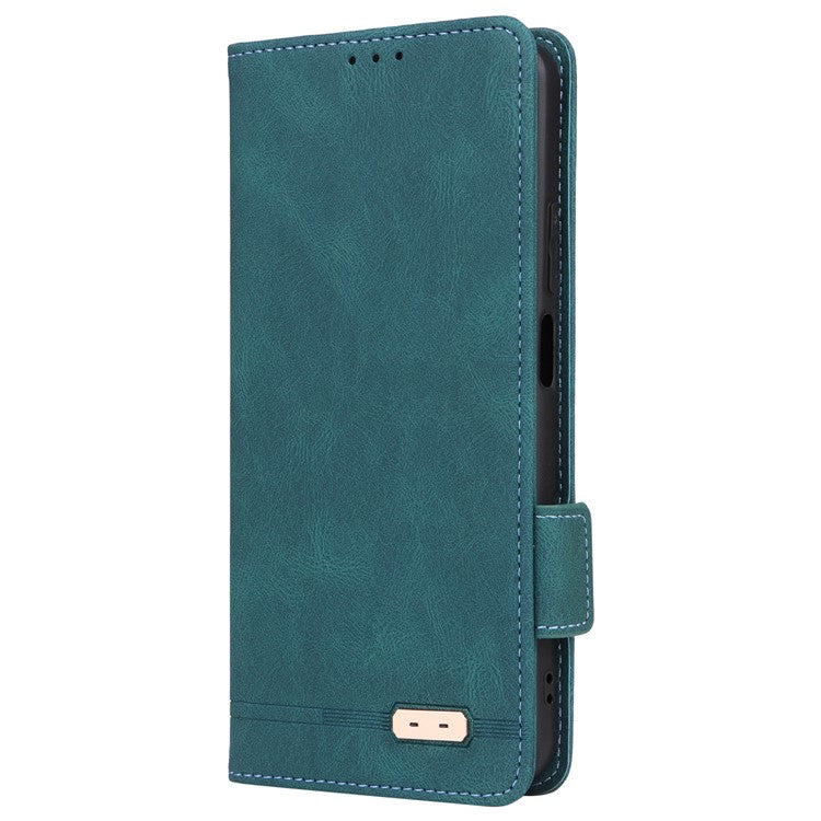 For Realme C63 4G /  C61 4G Wallet Phone Case Leather Flip Cover Hardware Decor - Blue