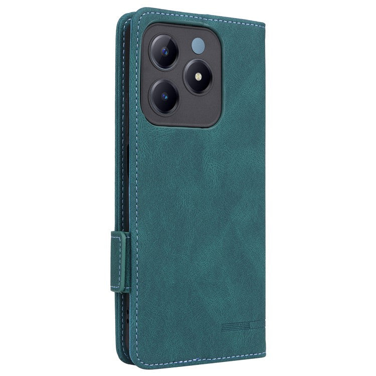 For Realme C63 4G /  C61 4G Wallet Phone Case Leather Flip Cover Hardware Decor - Blue