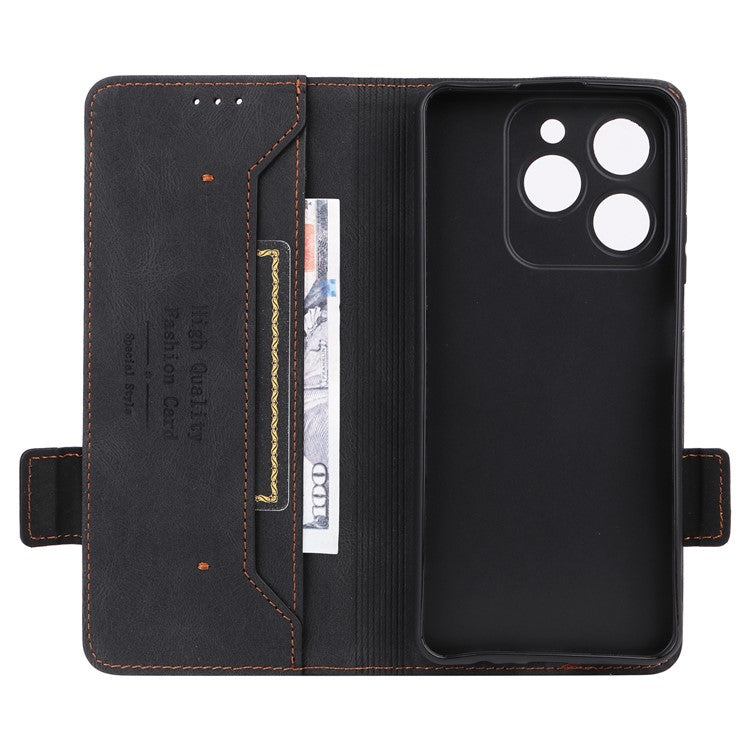 For Realme C63 4G /  C61 4G Wallet Phone Case Leather Flip Cover Hardware Decor - Black