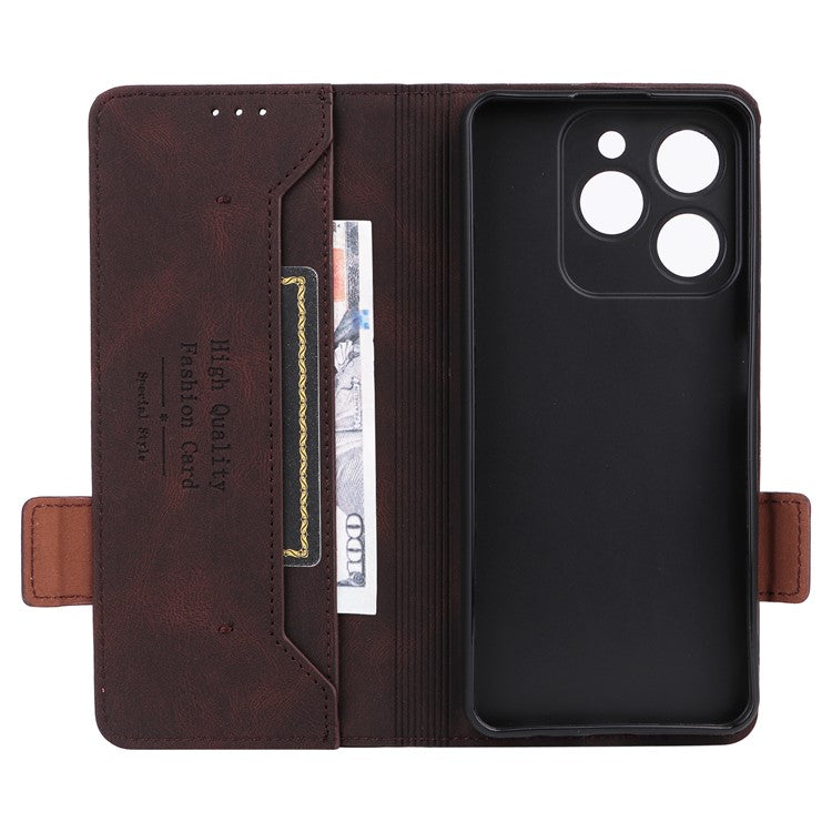 For Realme C63 4G /  C61 4G Wallet Phone Case Leather Flip Cover Hardware Decor - Coffee
