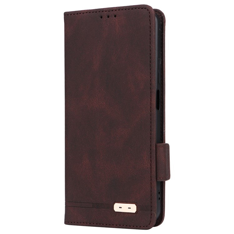 For Realme C63 4G /  C61 4G Wallet Phone Case Leather Flip Cover Hardware Decor - Coffee