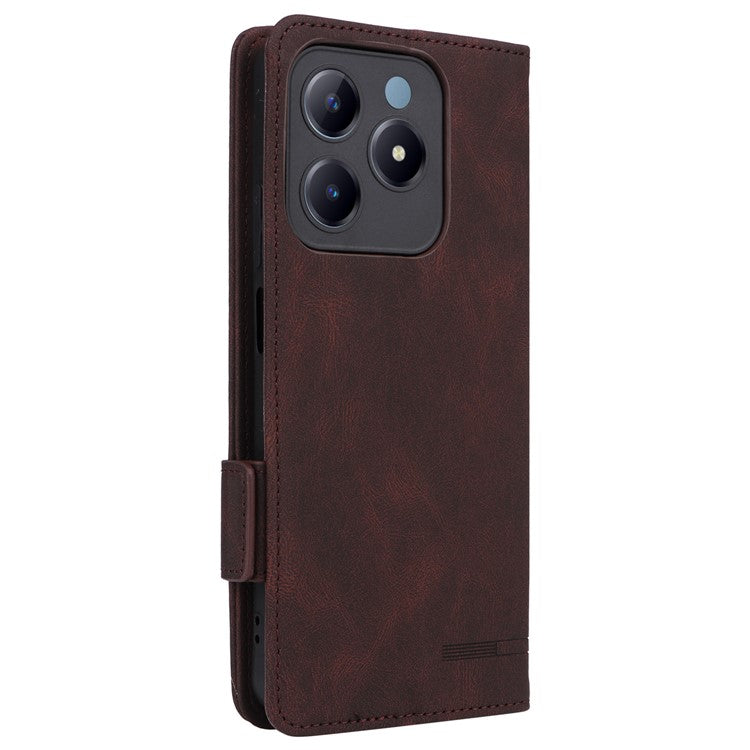 For Realme C63 4G /  C61 4G Wallet Phone Case Leather Flip Cover Hardware Decor - Coffee