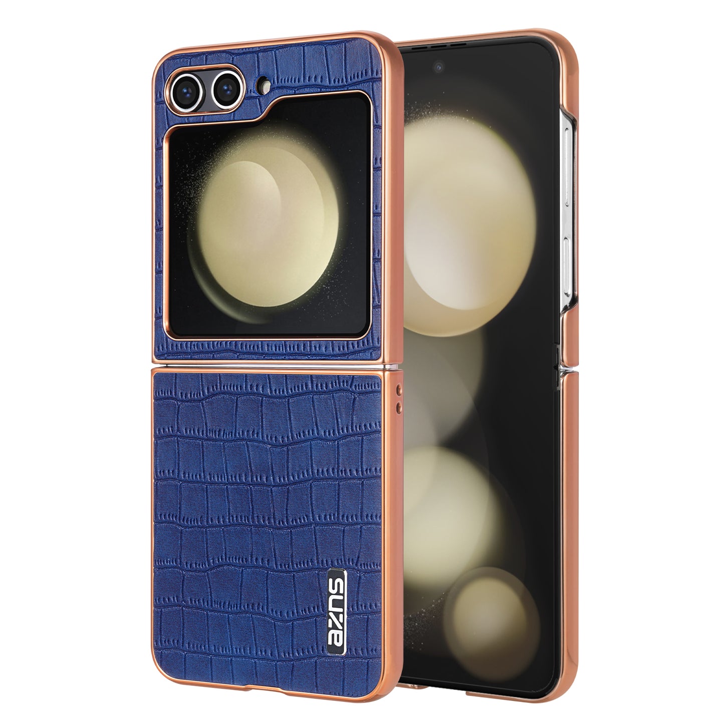 AZNS For Samsung Galaxy Z Flip6 5G Case Crocodile Pattern PU Leather Phone Cover - Blue