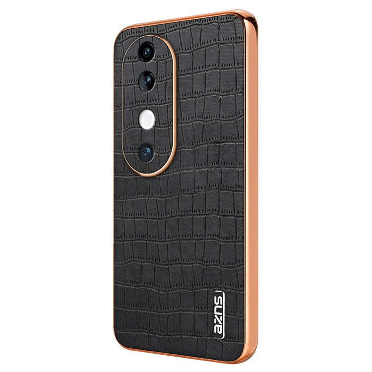 AZNS For vivo S19 5G Case PU Leather Classic Crocodile Pattern Phone Cover - Black