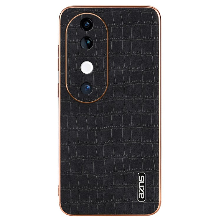 AZNS For vivo S19 5G Case PU Leather Classic Crocodile Pattern Phone Cover - Black
