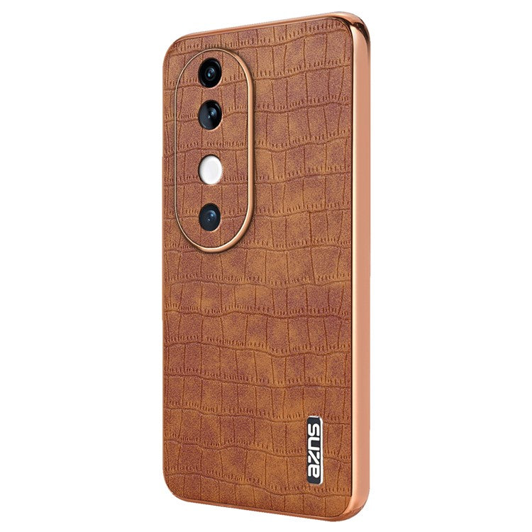 AZNS For vivo S19 5G Case PU Leather Classic Crocodile Pattern Phone Cover - Brown