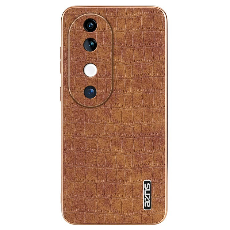 AZNS For vivo S19 5G Case PU Leather Classic Crocodile Pattern Phone Cover - Brown