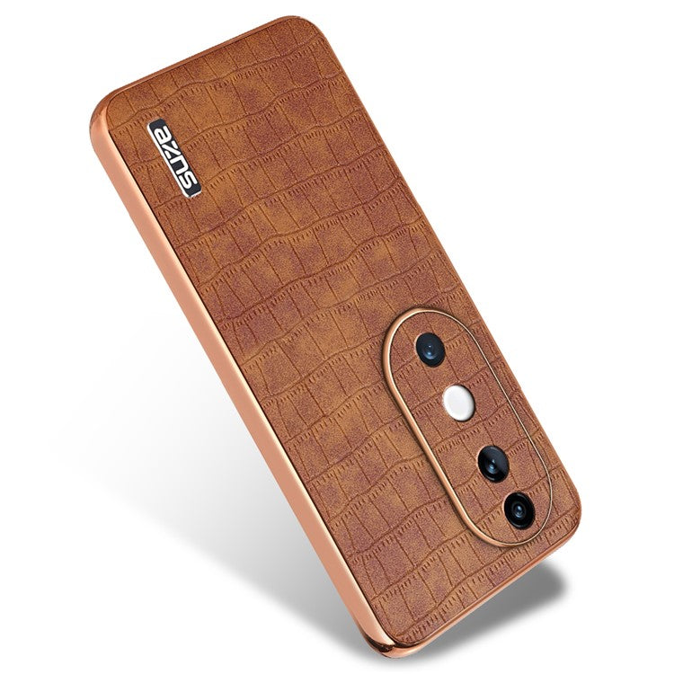 AZNS For vivo S19 5G Case PU Leather Classic Crocodile Pattern Phone Cover - Brown