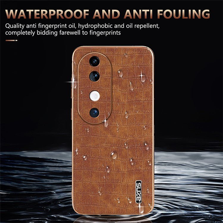 AZNS For vivo S19 5G Case PU Leather Classic Crocodile Pattern Phone Cover - Brown