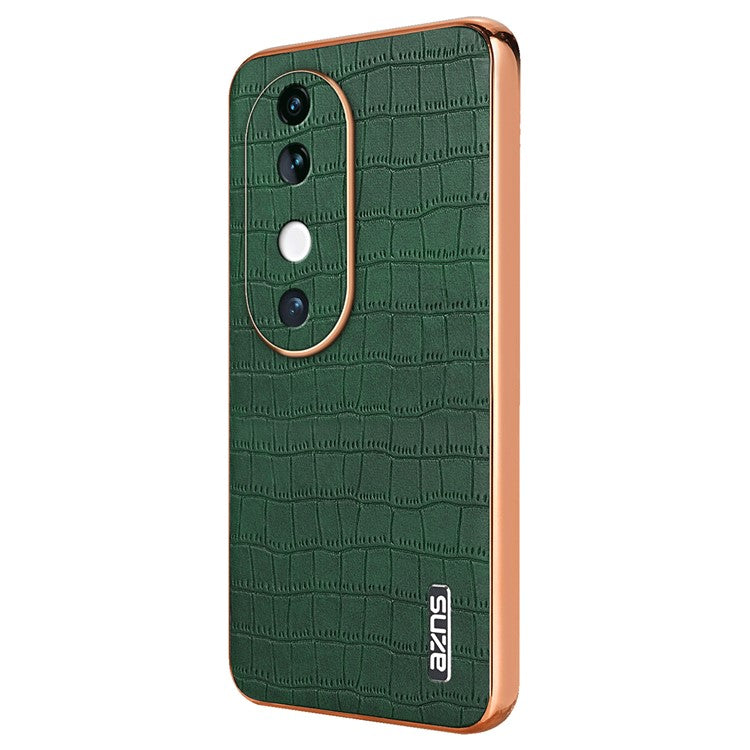 AZNS For vivo S19 5G Case PU Leather Classic Crocodile Pattern Phone Cover - Green