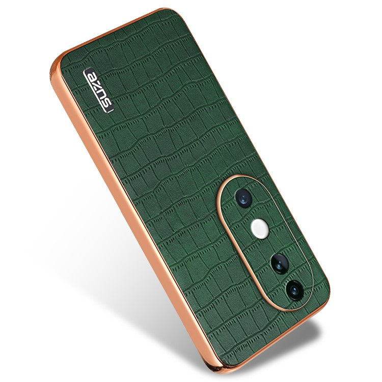 AZNS For vivo S19 5G Case PU Leather Classic Crocodile Pattern Phone Cover - Green