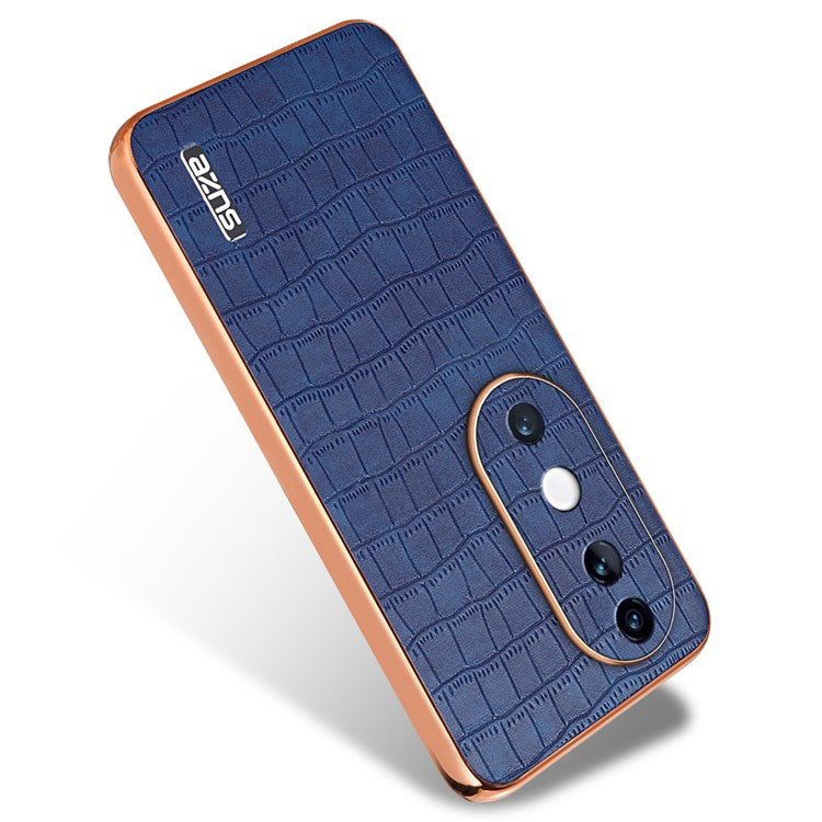 AZNS For vivo S19 5G Case PU Leather Classic Crocodile Pattern Phone Cover - Blue