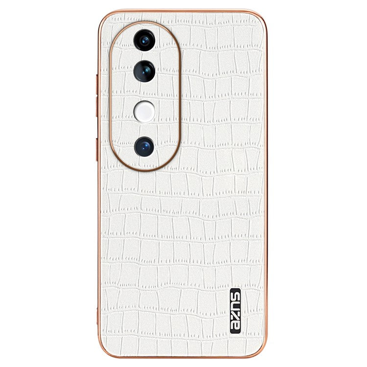 AZNS For vivo S19 5G Case PU Leather Classic Crocodile Pattern Phone Cover - White