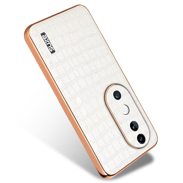 AZNS For vivo S19 5G Case PU Leather Classic Crocodile Pattern Phone Cover - White