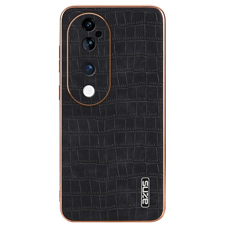 AZNS For vivo S19 Pro 5G Case PU+TPU Electroplating Phone Cover Crocodile Texture - Black