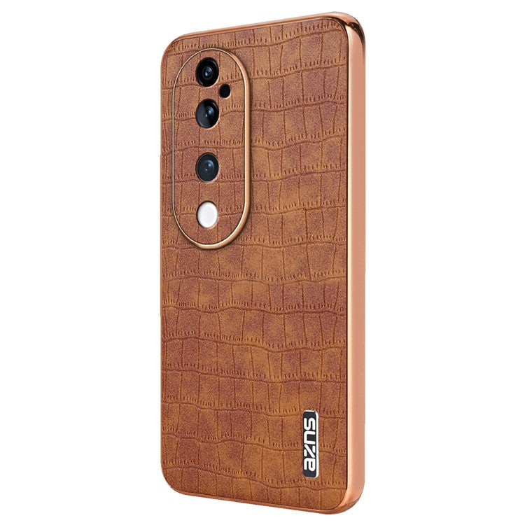 AZNS For vivo S19 Pro 5G Case PU+TPU Electroplating Phone Cover Crocodile Texture - Brown