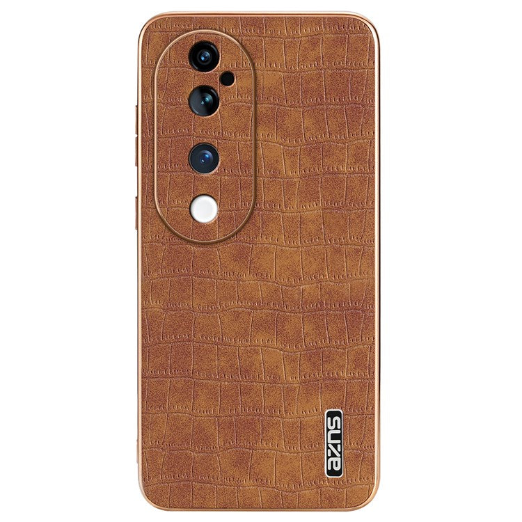 AZNS For vivo S19 Pro 5G Case PU+TPU Electroplating Phone Cover Crocodile Texture - Brown