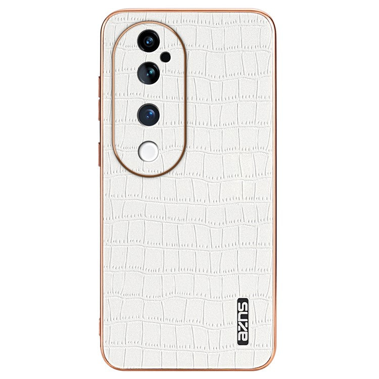 AZNS For vivo S19 Pro 5G Case PU+TPU Electroplating Phone Cover Crocodile Texture - White