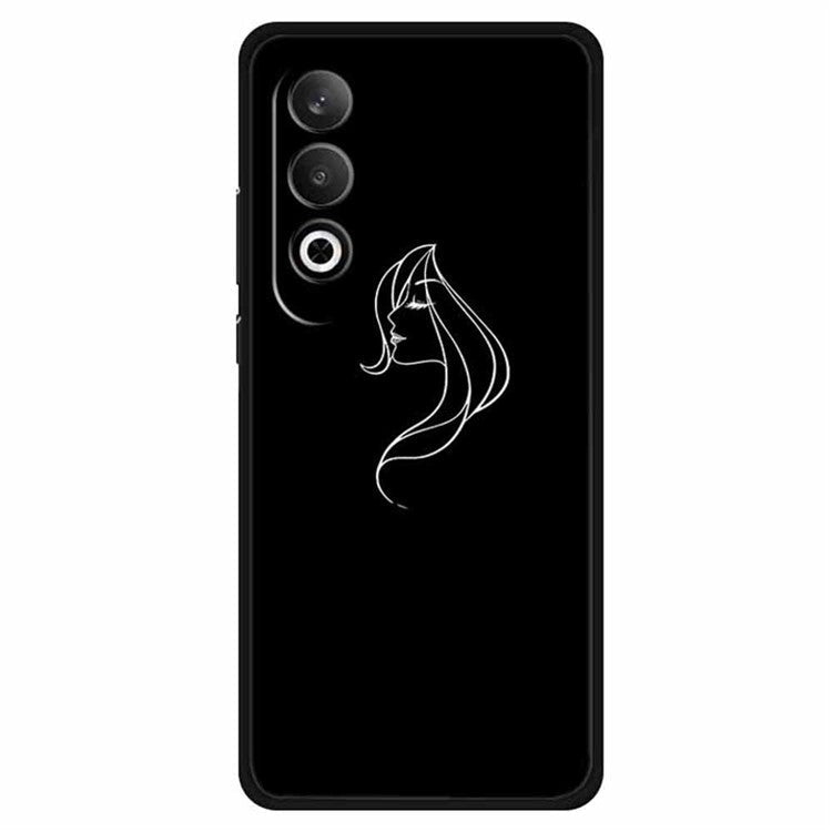 For OnePlus Nord CE4 5G / Oppo K12 Case Shockproof TPU Phone Cover Line Pattern Design - Woman