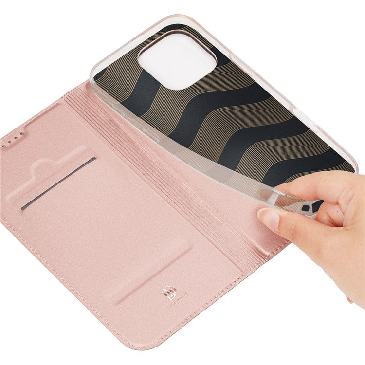 DUX DUCIS Skin Pro Series For iPhone 16 Pro Case Card Holder PU Leather Flip Phone Cover - Pink