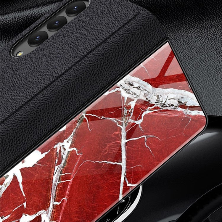 GKK For Samsung Galaxy Z Fold4 5G Marble Pattern Tempered Glass Cover Stand Full Protection PU Leather Phone Case - Marble Pattern 11