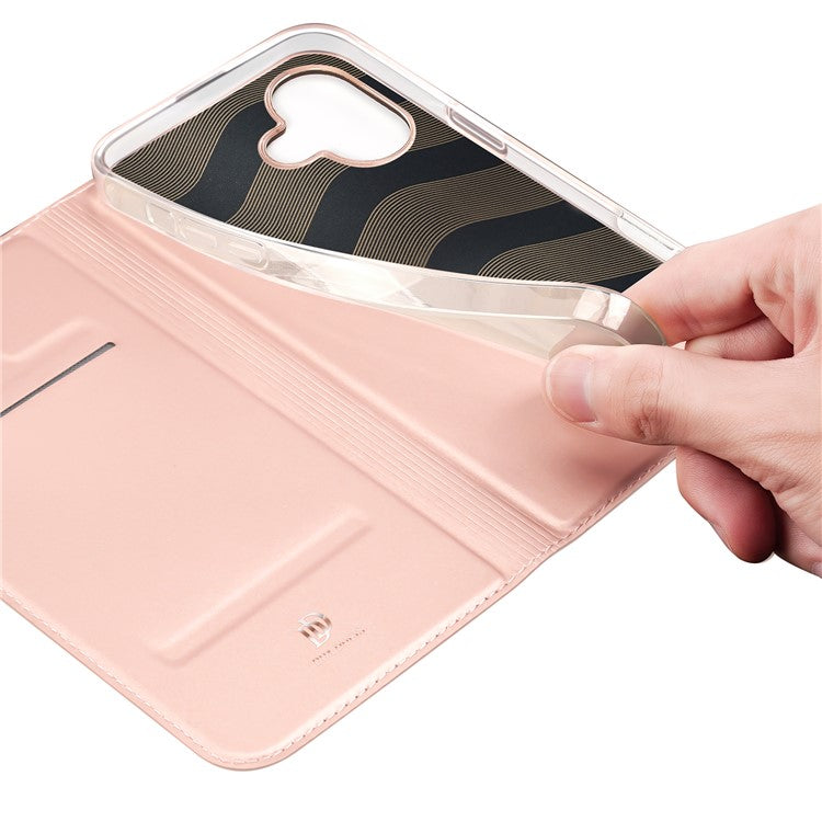 DUX DUCIS Skin Pro Series For iPhone 16 Case Leather Flip Phone Cover with Card Slots - Pink