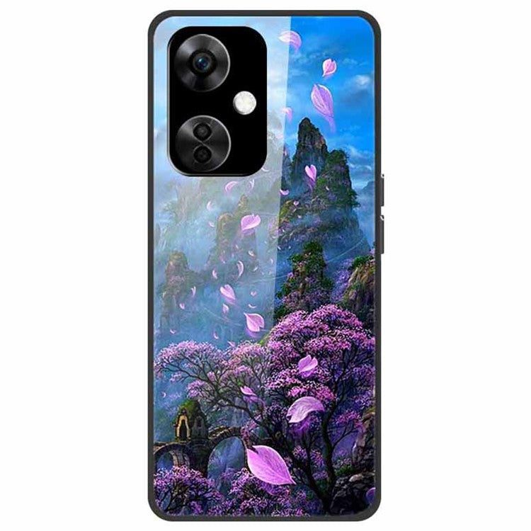 For OnePlus Nord CE3 5G Case Pattern Printing Tempered Glass Cell Phone Cover - Flower Mountain