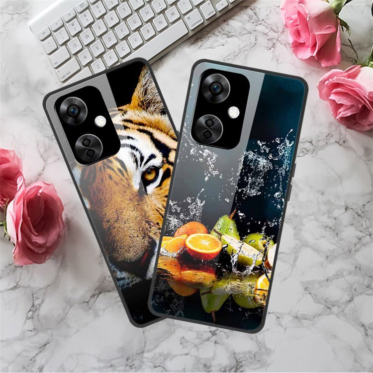 For OnePlus Nord CE3 5G Case Pattern Printing Tempered Glass Cell Phone Cover - Flower Mountain