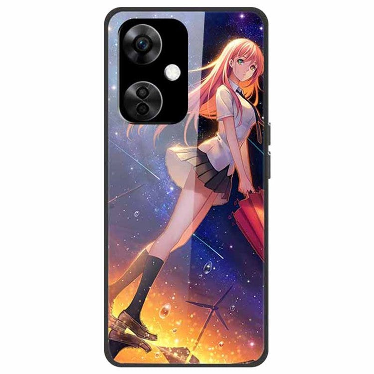 For OnePlus Nord CE3 5G Pattern Case TPU Tempered Glass Shockproof Phone Cover - Starry Sky Girl