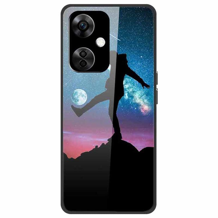 For OnePlus Nord CE3 5G Pattern Case TPU Tempered Glass Shockproof Phone Cover - Kicking The Moon